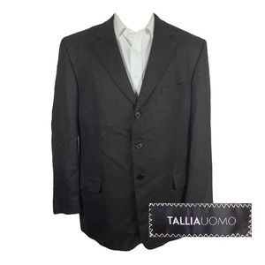 Tallia Uomo Sport Coat Blazer Mens 46R‎ Green Three Button Soft Lambswool